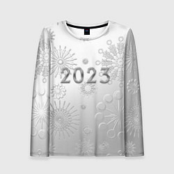 Лонгслив женский Новый год 2023 в снежинках, цвет: 3D-принт