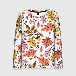 Лонгслив женский Осенний паттерн - листья, цвет: 3D-принт