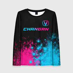 Лонгслив женский Changan - neon gradient: символ сверху, цвет: 3D-принт