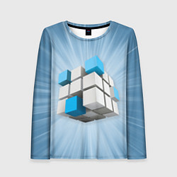 Лонгслив женский Трёхцветный кубик Рубика, цвет: 3D-принт