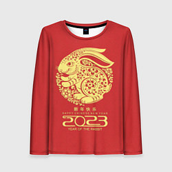 Лонгслив женский 2023 year of the rabbit, happy chinese new year, цвет: 3D-принт