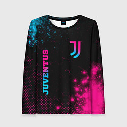 Лонгслив женский Juventus - neon gradient: надпись, символ, цвет: 3D-принт