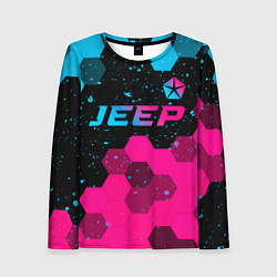 Лонгслив женский Jeep - neon gradient: символ сверху, цвет: 3D-принт