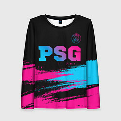 Лонгслив женский PSG - neon gradient: символ сверху, цвет: 3D-принт