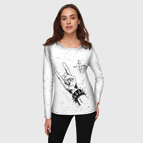 Женский лонгслив Megadeth и рок символ / 3D-принт – фото 3