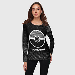 Лонгслив женский Pokemon с потертостями на темном фоне, цвет: 3D-принт — фото 2