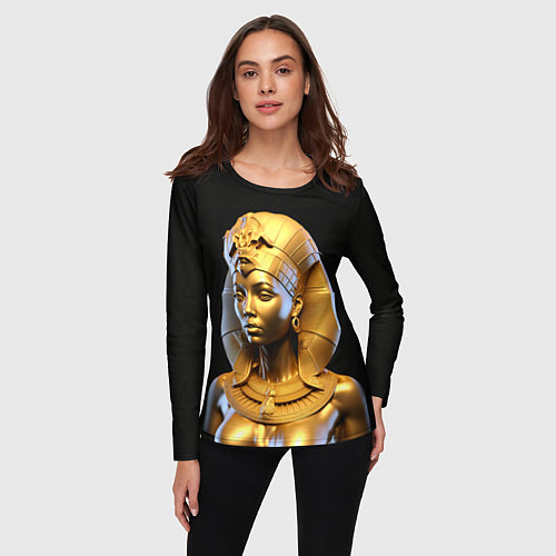 Женский лонгслив Нейросеть - золотая египетская богиня / 3D-принт – фото 3