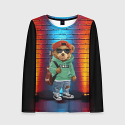 Лонгслив женский Мишка гитарист, цвет: 3D-принт