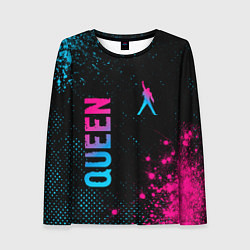 Лонгслив женский Queen - neon gradient: надпись, символ, цвет: 3D-принт
