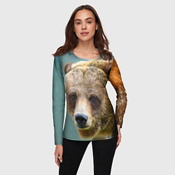 Лонгслив женский Русский бурый медведь, цвет: 3D-принт — фото 2