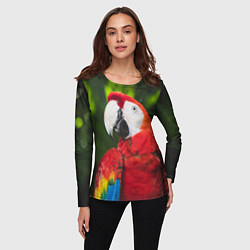 Лонгслив женский Красный попугай Ара, цвет: 3D-принт — фото 2