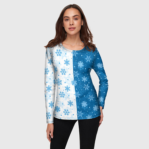 Женский лонгслив Красивые снежинки / 3D-принт – фото 3
