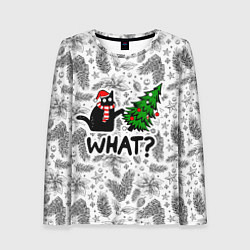 Лонгслив женский What-котик: новогодний, цвет: 3D-принт