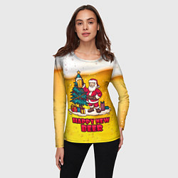 Лонгслив женский С новым годом, пивной дизайн, цвет: 3D-принт — фото 2