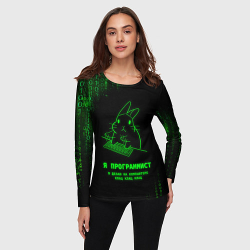 Женский лонгслив Заяц клац клац клац / 3D-принт – фото 3