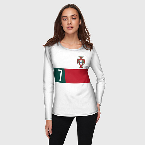 Женский лонгслив Роналду ЧМ 2022 Португалия выездная / 3D-принт – фото 3