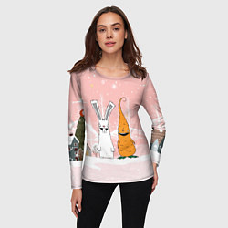 Лонгслив женский Заяц и морковь, цвет: 3D-принт — фото 2