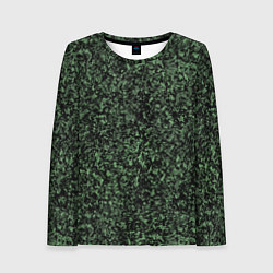 Лонгслив женский Черный и зеленый камуфляжный, цвет: 3D-принт