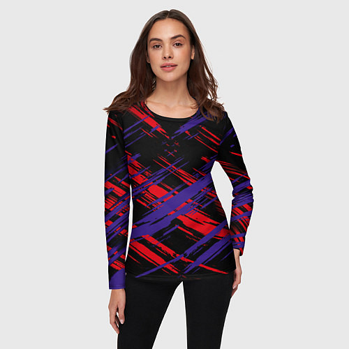 Женский лонгслив Пересечение красных и синих / 3D-принт – фото 3