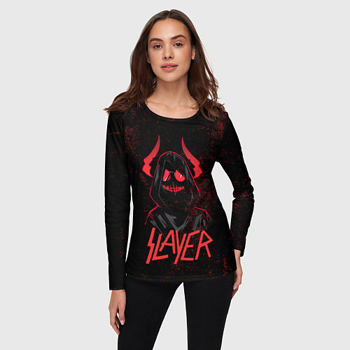 Женский лонгслив Slayer - рок 80-х / 3D-принт – фото 3