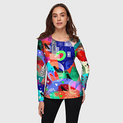 Лонгслив женский Птички, снежинки и заячьи ушки, цвет: 3D-принт — фото 2