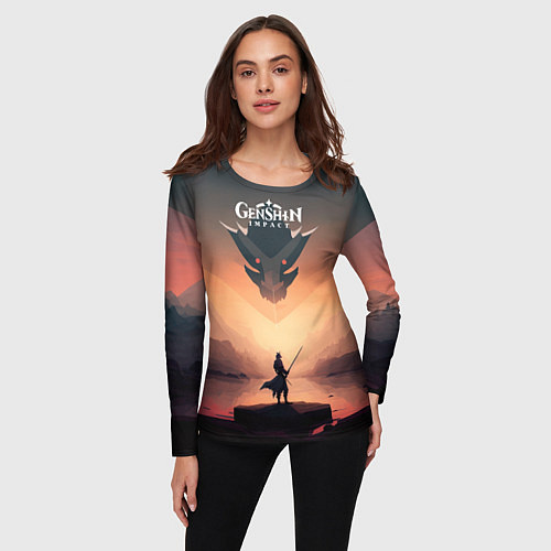 Женский лонгслив Genshin Impact, Dragon / 3D-принт – фото 3