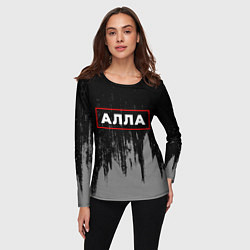 Лонгслив женский Алла - в красной рамке на темном, цвет: 3D-принт — фото 2