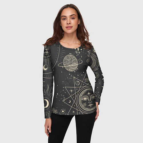 Женский лонгслив Мистические узоры / 3D-принт – фото 3