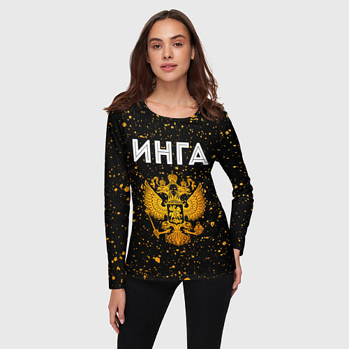 Женский лонгслив Инга и зологой герб РФ / 3D-принт – фото 3