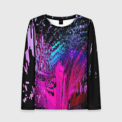 Женский лонгслив Абстрактное множество розовых, фиолетовых и синих