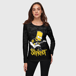 Лонгслив женский Slipknot Барт Симпсон рокер логотипы, цвет: 3D-принт — фото 2