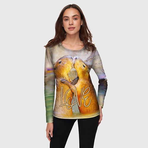 Женский лонгслив Влюблённые капибары / 3D-принт – фото 3