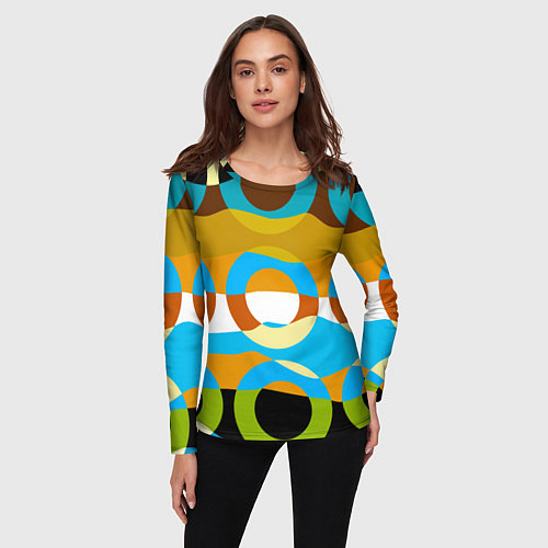 Женский лонгслив Разноцветный абстрактный волнообразный паттерн с к / 3D-принт – фото 3