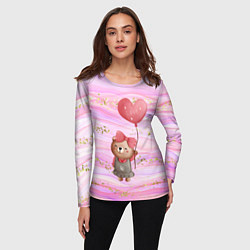 Лонгслив женский Мишка с шариком Love, цвет: 3D-принт — фото 2