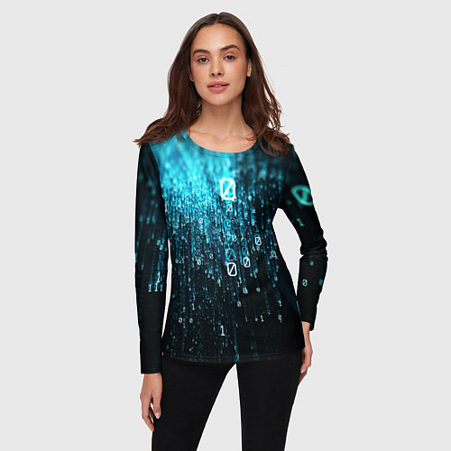 Женский лонгслив Двоичный код / 3D-принт – фото 3