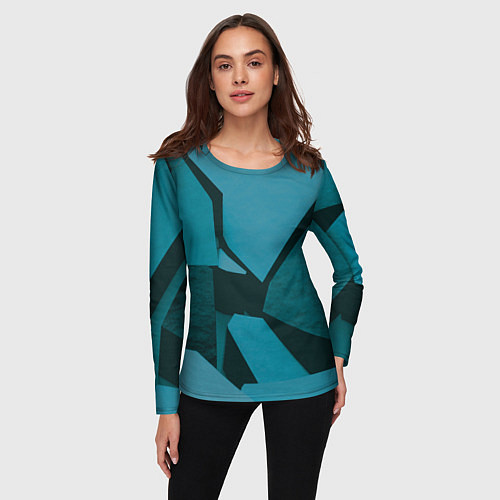 Женский лонгслив Синие камни / 3D-принт – фото 3
