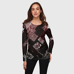 Лонгслив женский Красные и чёрные полосы, цвет: 3D-принт — фото 2