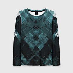 Женский лонгслив Голубые и чёрные полоски