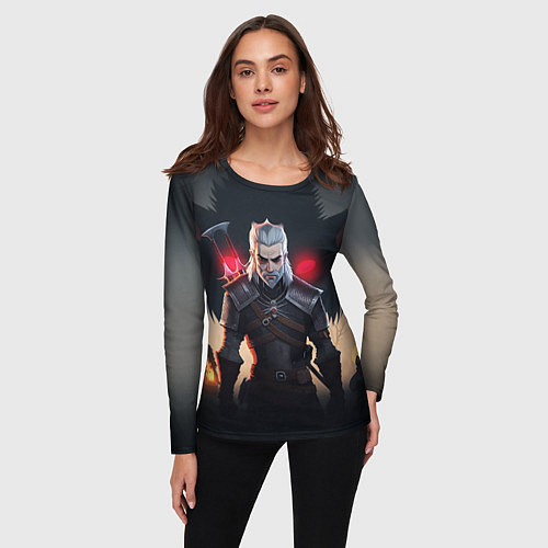 Женский лонгслив The Witcher and wolf / 3D-принт – фото 3