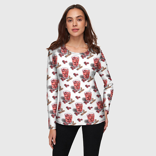 Женский лонгслив Глинтвейн с корицей / 3D-принт – фото 3