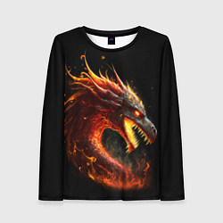 Лонгслив женский Яростный огненный дракон, цвет: 3D-принт