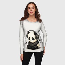 Лонгслив женский Милая панда в наушниках, цвет: 3D-принт — фото 2
