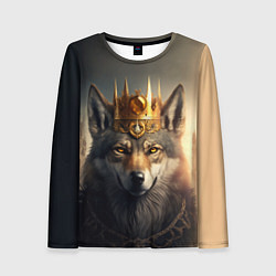 Лонгслив женский Волк в золотой короне, цвет: 3D-принт
