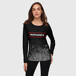 Лонгслив женский Маргарита - в красной рамке на темном, цвет: 3D-принт — фото 2