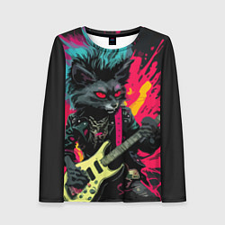 Лонгслив женский Rocker Cat on a dark background - C-Cats collectio, цвет: 3D-принт