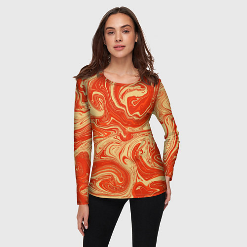 Женский лонгслив Апельсиновый узор / 3D-принт – фото 3