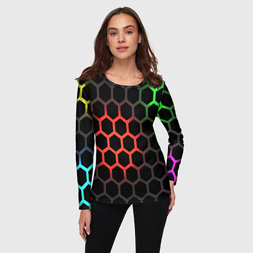 Женский лонгслив Gradient hexagon genshin / 3D-принт – фото 3