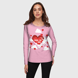 Лонгслив женский День святого валентина фон в бумажном стиле, цвет: 3D-принт — фото 2