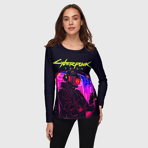 Женский лонгслив Cyberpunk, robohacker / 3D-принт – фото 3