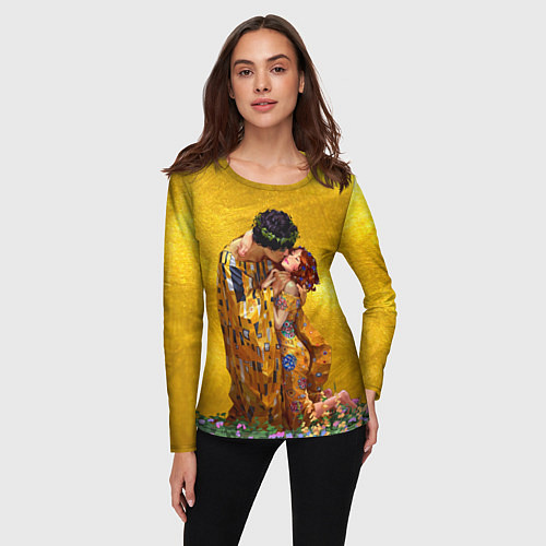 Женский лонгслив Густав Климт Поцелуй / 3D-принт – фото 3